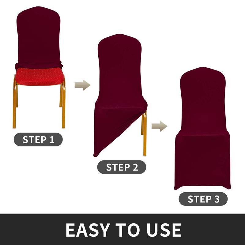 Peomeise Stretch Spandex Chair Cover for Wedding Party Dining Banquet Event (Burgundy, 25) - Image 4